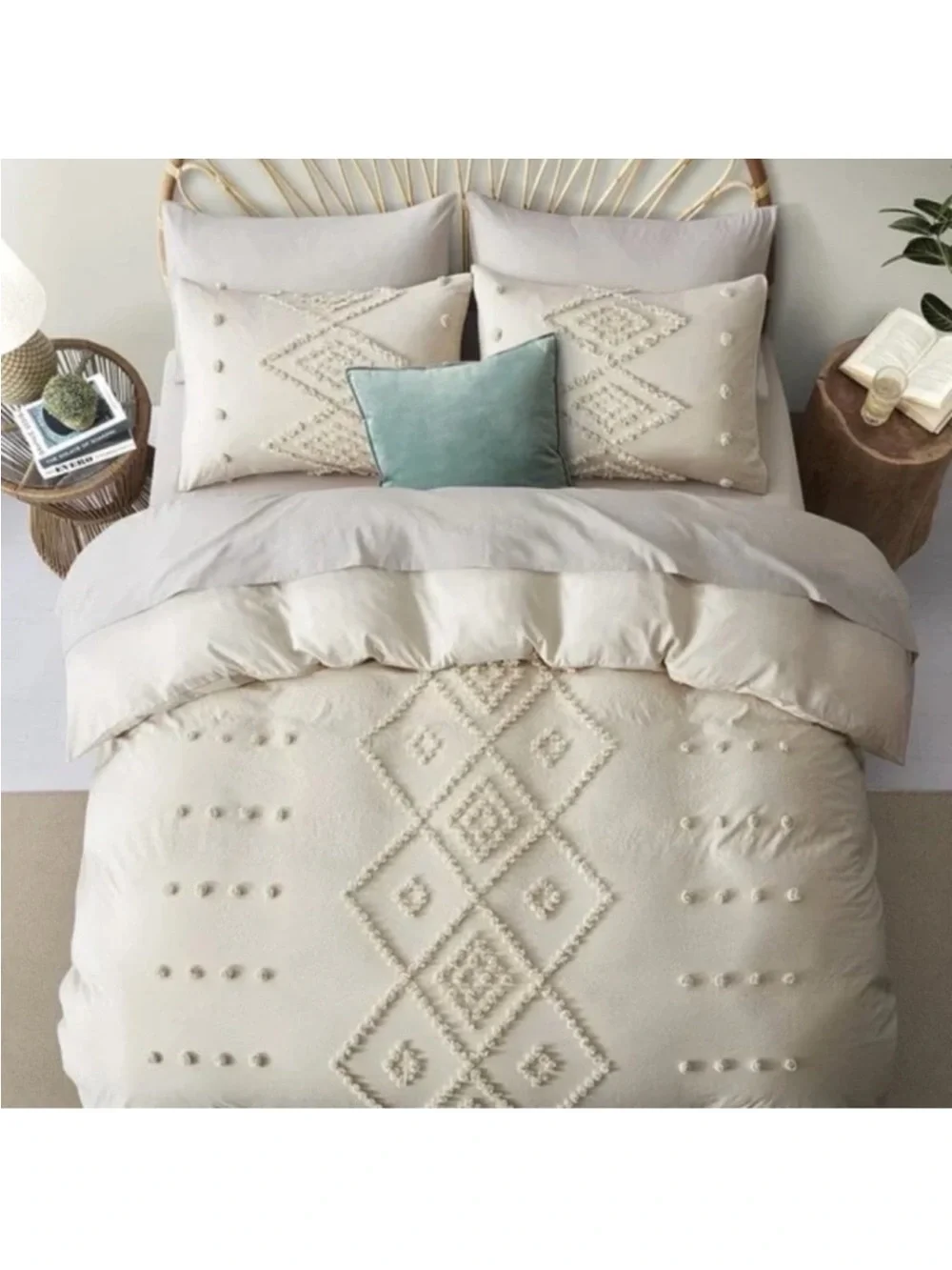 New Cream Boho King Tassel Comforter Duvet Blanket & Sham